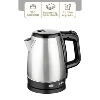 ÇELİK KETTLE 1.7LT GİZLİ REZİSTANS - KABLOSUZ SK-8015 (5343)