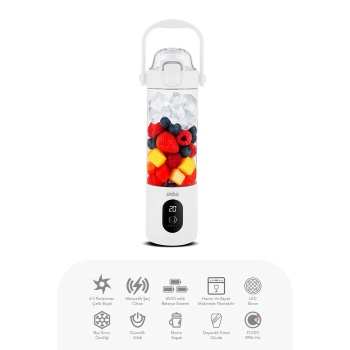 ŞARJLI TAŞINABİLİR SMOOTHİE BLENDER 700MLBUZ KIRMA - ÇELİK BIÇAK MANYETİK ŞARJ 150W 4500mAh SHB-7504 (5343)