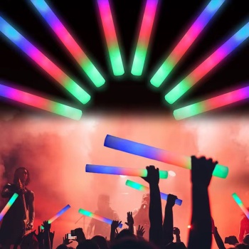 Led Işıklı 3 Modlu Kauçuk Işıklı Sünger Parti Çubuk Sopa - 46 cm (6’lı Paket) (5343)