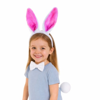 Fuşya Pembe Tavşan Kulak Papyon Kuyruk 3&amp;apos;lü Parti Seti (5343)