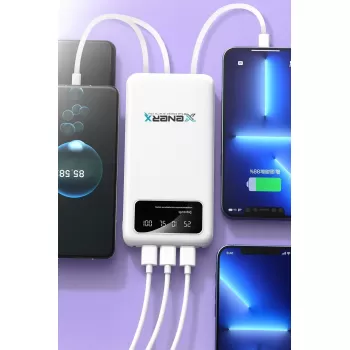 Enerx ENR-P20DC 20000 mAh 2.1 Amper Dahili Kablolu Powerbank Siyah (5343)