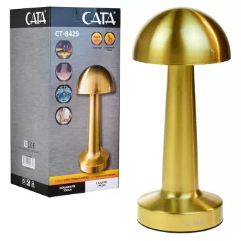 GOLD Mantar Lamba CT-8429 Lizbon 3 Renk Şarjlı Masa Lambası (5343)