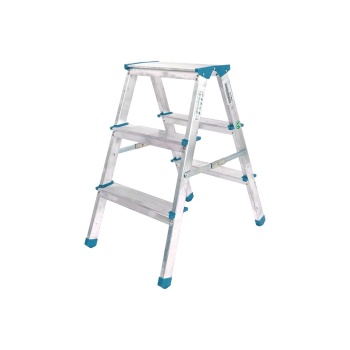 3+3 ÇİFT BASAMAKLI ALÜMİNYUM METAL MERDİVEN YÜKSEKLİK = 69CM BAŞ GENİŞLİK = 8CM (5343)