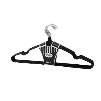 SİYAH 10PCS SİLİKON KAPLAMALI METAL ELBİSE ASKISI (5343)