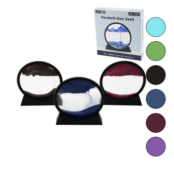 7 İNÇ - 17.5CM RENKLİ SULU CAM KUM SAATİ HAREKETLİ AYNA MODELİ (5343)