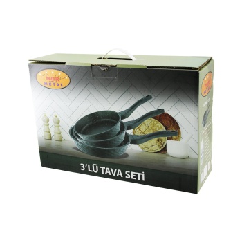 NUR IŞIKLAR METAL 3PCS DÖKÜM TAVA SETİ 20-24-28CM (5343)