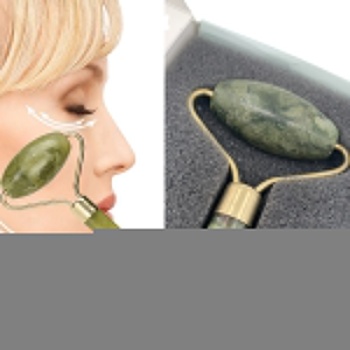 Özel Süngerli Kutusunda Kırılmaz Çift Taraflı 2li Cilt Yüz Masaj Aleti Jade Roller Yeşim Taşı (5343)