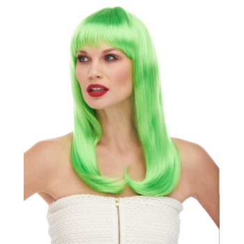 Yeşil Renk Uzun Düz Parti Peruğu (5343)