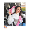 Pembe Neşeli Penguen Araba Yastığı ve Emniyet Kemeri Kılıfı İkili Set – Sevimli ve Konforlu Seyahat Aksesuarı