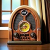 Orta Boy Kubbe Model Retro Ahşap Tasarım Bluetooth Hoparlörlü Radyo – FM/AM Destekli, Şarjlı ve Taşınabilir Radyo NS-7061 (5343)
