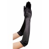 Siyah Renk Dirseğe Kadar Uzun Kumaş Eldiven (5343)