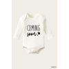 Coming Soon Yazı Temalı Baskılı Pamuklu Uzun Kollu Çıtçıtlı Bebek Body Zıbın Atlet Tulum
