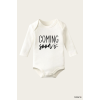 Coming Soon Yazı Temalı Baskılı Pamuklu Uzun Kollu Çıtçıtlı Bebek Body Zıbın Atlet Tulum