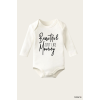 Beautiful Jus Like Mommy Yazı Temalı Baskılı Pamuklu Uzun Kollu Çıtçıtlı Bebek Body Zıbın Atlet Tulum