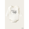 Tiny But Mightly Yazı Temalı Baskılı Pamuklu Uzun Kollu Çıtçıtlı Bebek Body Zıbın Atlet Tulum