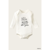 She A Little Wherever Yazı Temalı Baskılı Pamuklu Uzun Kollu Çıtçıtlı Bebek Body Zıbın Atlet Tulum