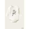 One Loved Girl Yazı Temalı Baskılı Pamuklu Uzun Kollu Çıtçıtlı Bebek Body Zıbın Atlet Tulum