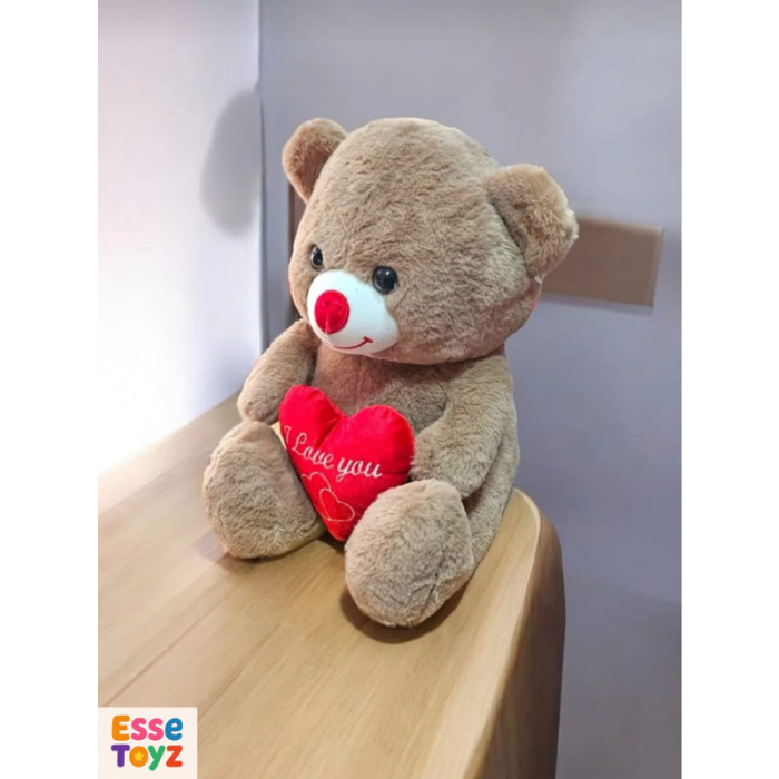Sevgiliye Özel 35 cm Kahverengi Kalpli Sevimli Ayıcık – Romantik Peluş Hediye