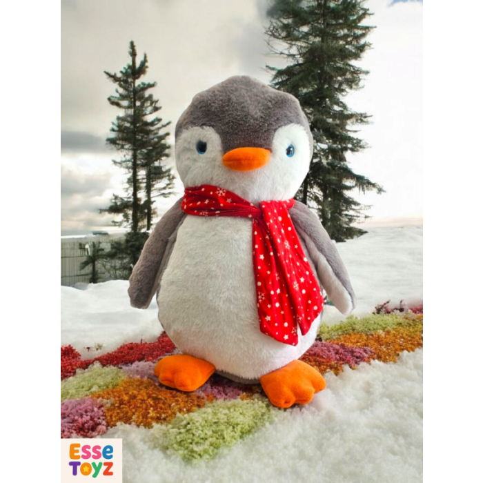 Kış Masalı Pingu – Kırmızı Şapkalı Peluş Penguen 40 cm