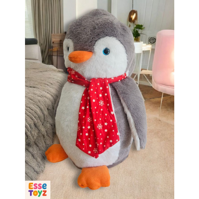 Kış Masalı Pingu – Kırmızı Şapkalı Peluş Penguen 40 cm