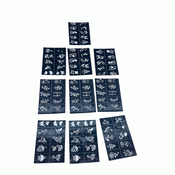 ÇİÇEKLİ 10X14CM TÜP KINA DESEN ÇIKARTMA ŞABLONU 12 PARÇA (5343)