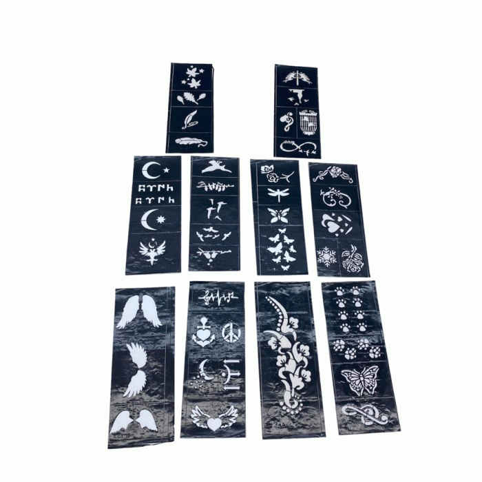 MİX DESEN 8X20CM TÜP KINA DESEN ÇIKARTMA ŞABLONU 10 PARÇA (5343)