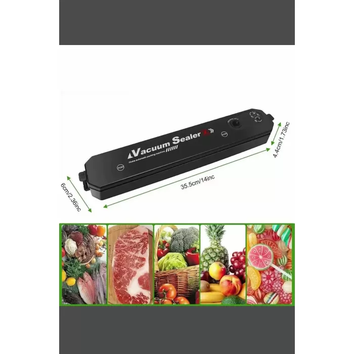 Vacuum Sealer Ev Tipi Vakumlama ve Yapıştırma Makinesi + 10 Adet Vakum Poşeti (5343)