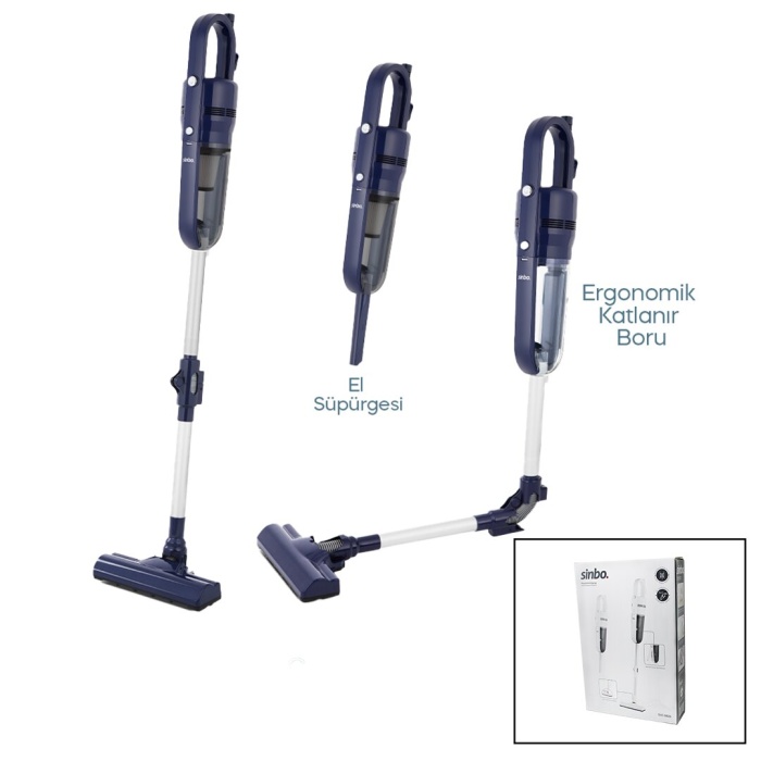SİNBO SVC-8625 DİKEY ELEKTRİKLİ PRATİK SÜPÜRGE ERGOMİK KATLANABİLİR BORU - ESNEK HAREKET 600W MOTOR - 3 HEPA FİLTRE (5343)