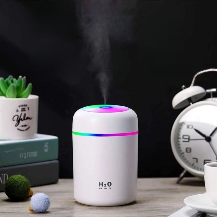 Usb Rengarenk Işıklı 300 ml Ulrasonik Hava Nemlendirici Buhar Makinesi Ve Hava Aroma Difüzörü (5343)