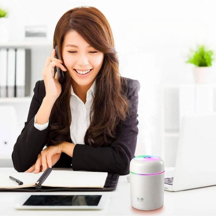 Usb Rengarenk Işıklı 300 ml Ulrasonik Hava Nemlendirici Buhar Makinesi Ve Hava Aroma Difüzörü (5343)