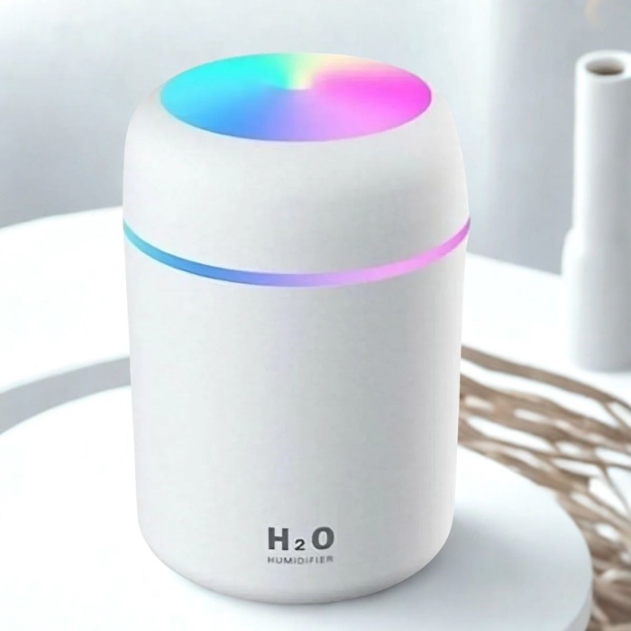 Usb Rengarenk Işıklı 300 ml Ulrasonik Hava Nemlendirici Buhar Makinesi Ve Hava Aroma Difüzörü (5343)