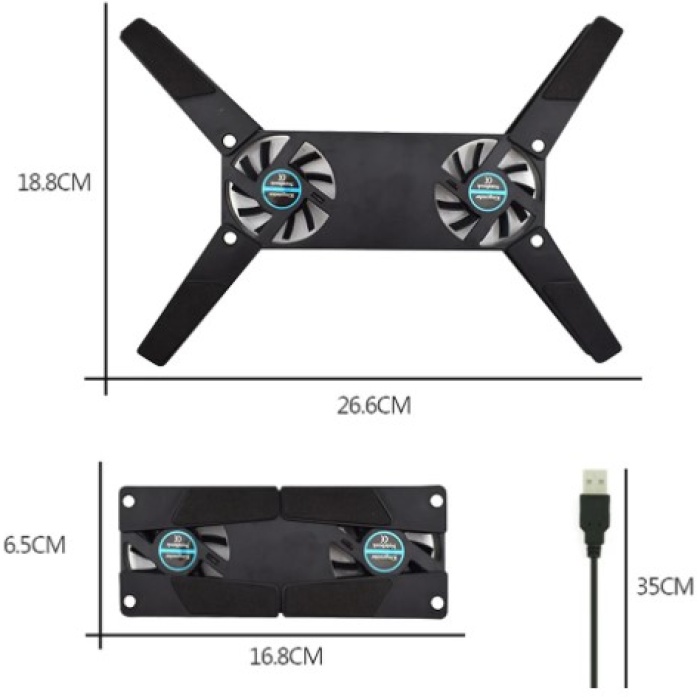 Katlanabilir Laptop Soğutucu 2 fanlı (5343)