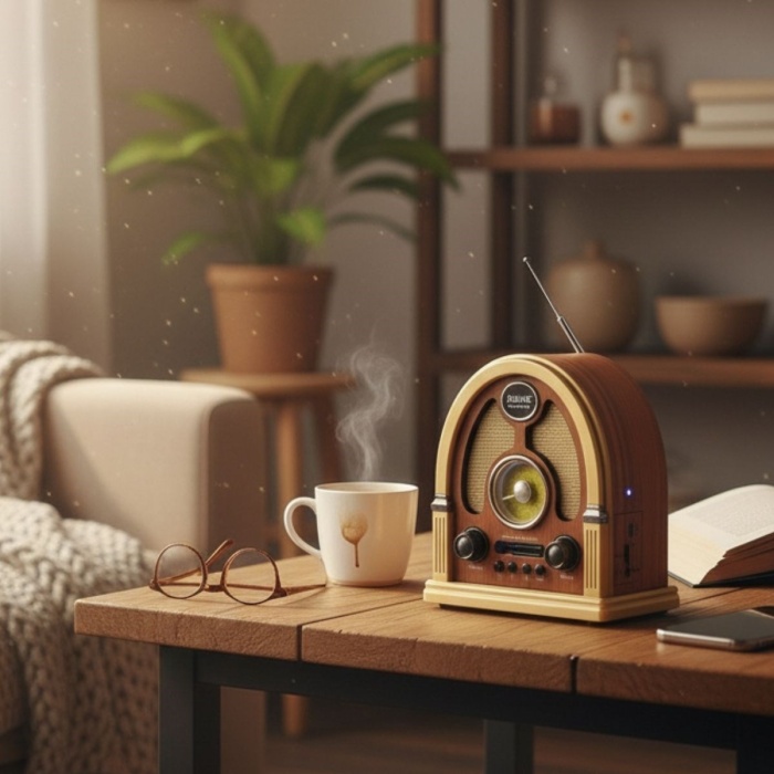 Orta Boy Kubbe Model Retro Ahşap Tasarım Bluetooth Hoparlörlü Radyo – FM/AM Destekli, Şarjlı ve Taşınabilir Radyo NS-7061 (5343)