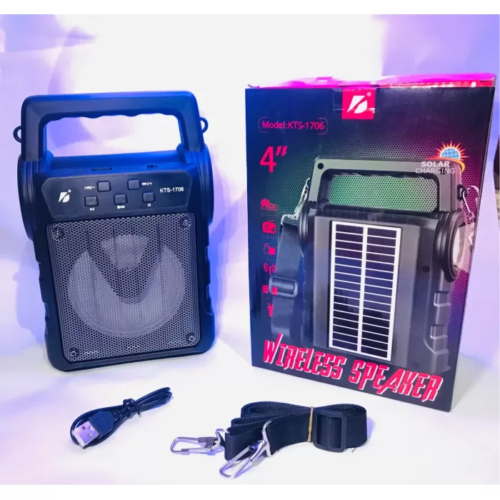 KTS-1706 Taşınabilir Güneş Enerjili Fenerli Bluetooth Hoparlör (5343)