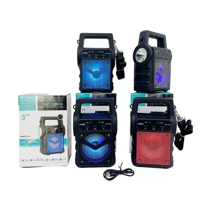 KTS-1706 Taşınabilir Güneş Enerjili Fenerli Bluetooth Hoparlör (5343)