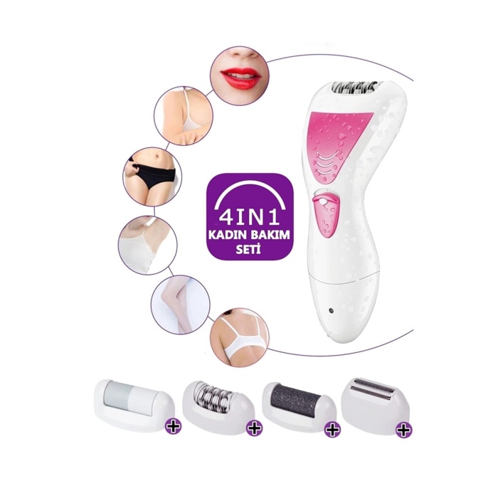 4 In 1 Su Geçirmez Epilasyon Aleti Epilatör Cihazı Tüy Alma Makinesi Topuk Törpüsü (5343)