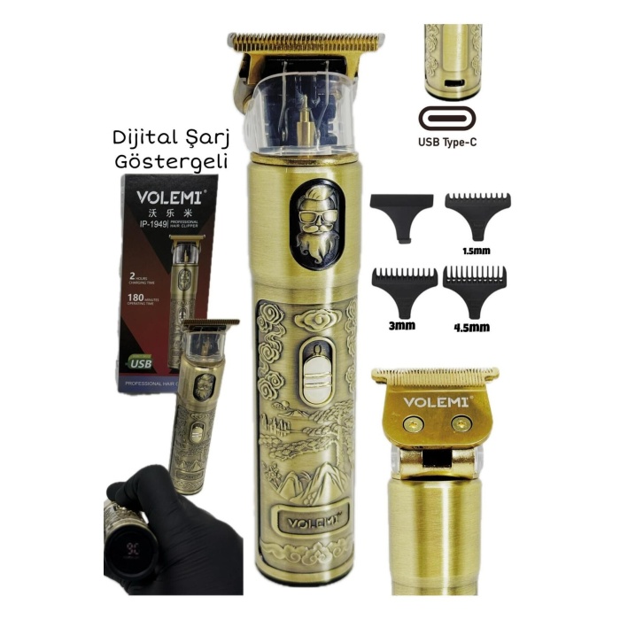 Dijital Göstergeli Saç Sakal Tıraş Makinesi - Sıfıra Yakın - IP-1949 (5343)