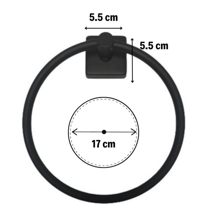 Kendiliğinden Yapışkanlı Siyah Paslanmaz Metal Yuvarlak Havluluk (5343)