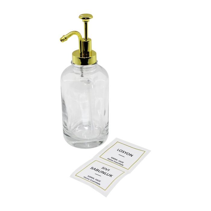 YUVARLAK ŞEFFAF CAM SIVI SABUNLUK 500ML (5343)