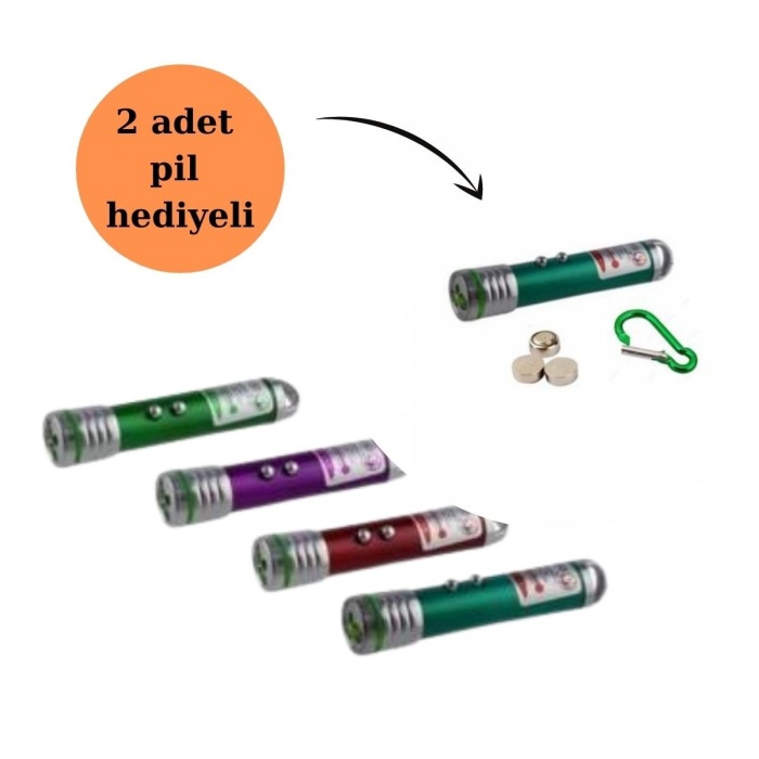 3 Fonksiyonlu Kırmızı Beyaz Işıklı Led Lazer Kedi Köpek Oyuncak Anahtarlık (5343)