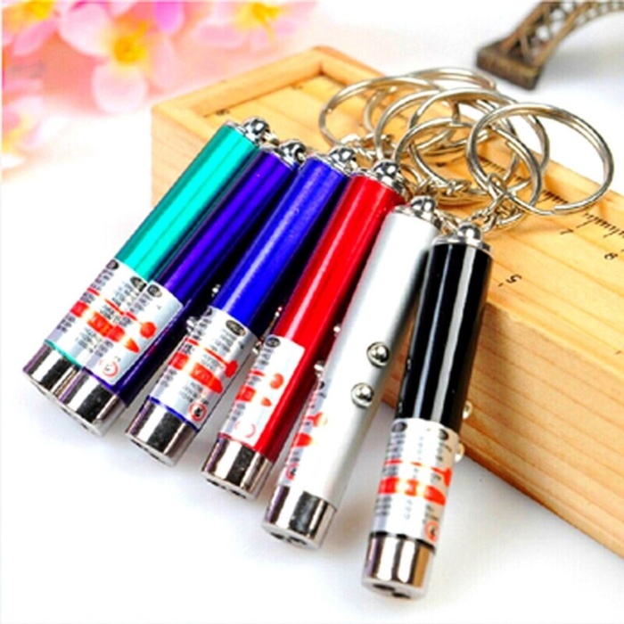 3 Fonksiyonlu Kırmızı Beyaz Işıklı Led Lazer Kedi Köpek Oyuncak Anahtarlık (5343)