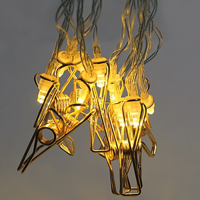 Bakır Renkli Led Işıklı Fotoğraf Asma Işık Süsleme Mandalları (5343)