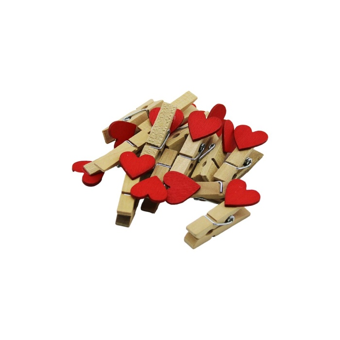 144 ADET MİNİ KALPLİ AHŞAP  FOTOĞRAF - SÜS - SUNUM MANDALI  (5343)