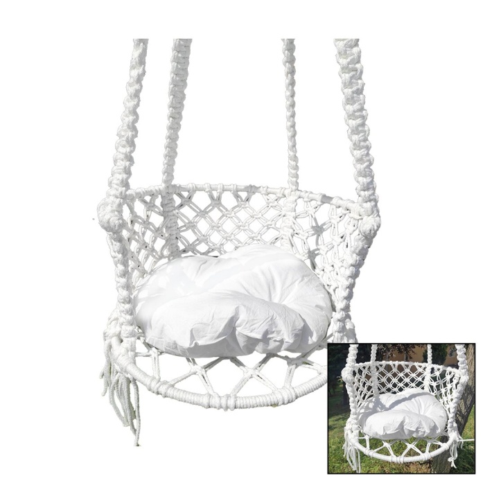 İPEK HAMAK DAVUL SALINCAK  MİNDERLİ   ÇAP:60CM   150KG.TAŞIMA KAPASİTESİ   1-ASMA HALATI - 1-ÇELİK DUBEL (5343)