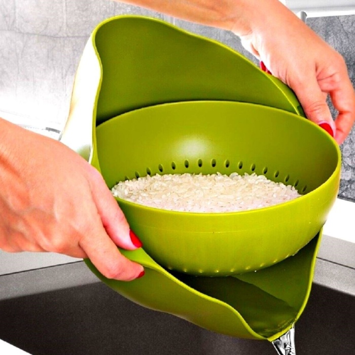 Çok Amaçlı 360 Derece Dönebilir Pratik Hazneli Mutfak Süzgeç Elek (5343)