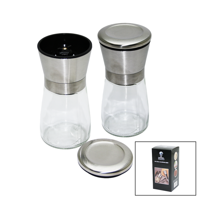 CAM HAZNELİ - METAL KAPAKLI KÜÇÜK TUZ - BAHARAT ÖĞÜTÜCÜ (5343)