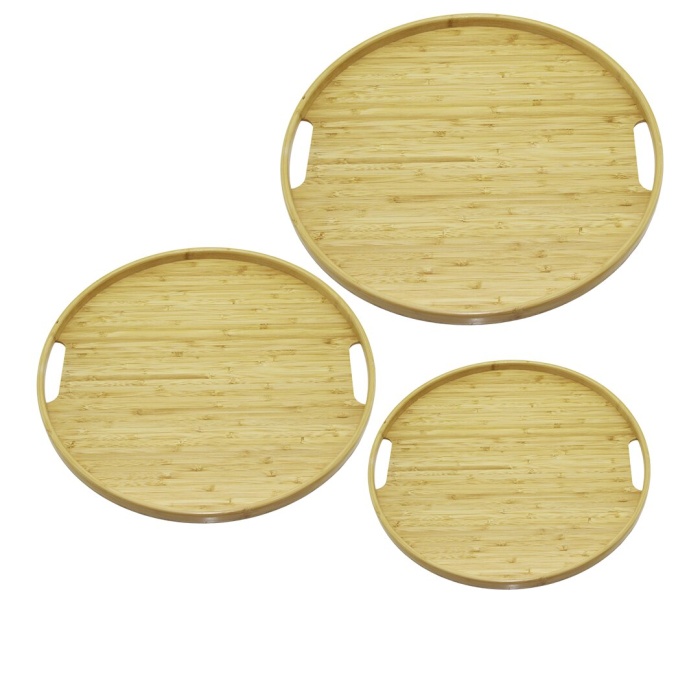 YUVARLAK - 3 BOY BAMBU AHŞAP TEPSİ SETİ 30--35--38CM (5343)