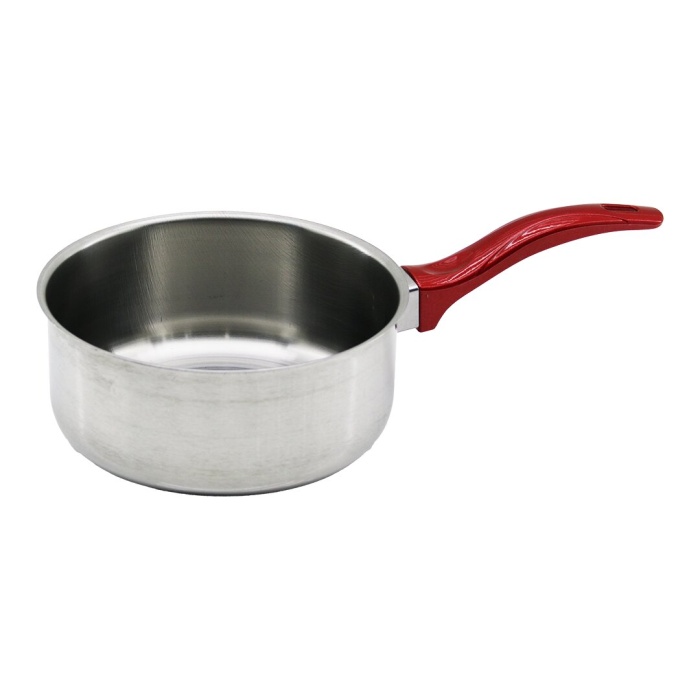 14CM   KIRMIZI PLASTİK KULP   ÇELİK  SOS TAVA (5343)