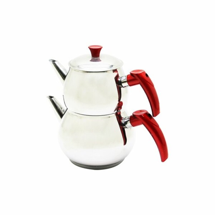 MİNİ 2LT KÜÇÜK BOY KÜRE ÇELİK ÇAYDANLIK SETİ - ÜST: 0.75LT - ALT: 1.4LT (5343)