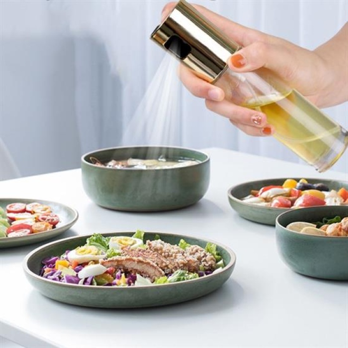 100ml Kapasiteli Şeffaf Spreyli Yağdanlık Sosluk Yağ Püskürtücü Yağ Şişesi (5343)